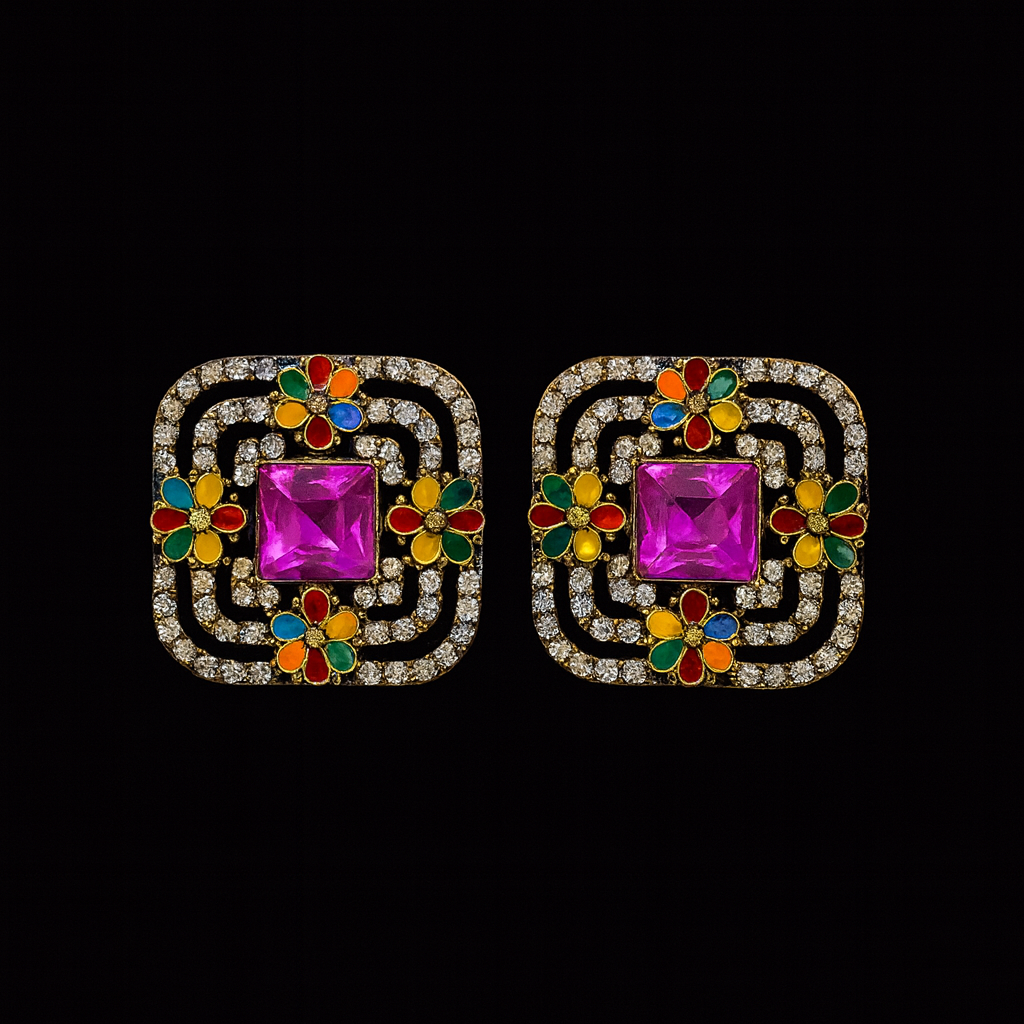 VIBRANT SQUARE GEM STUDS II