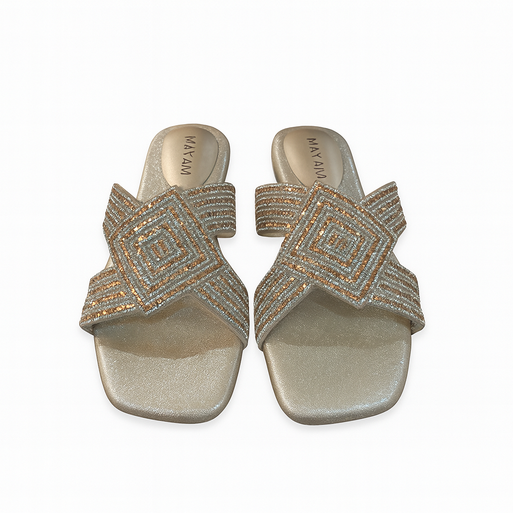 BEADED GEOMETRIC SLIP-ON FLATS