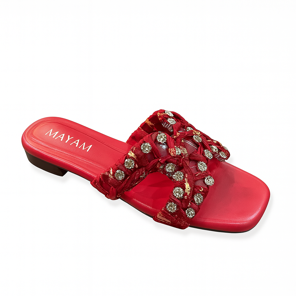 EMBELLISHED RUFFLE SLIP-ON FLATS