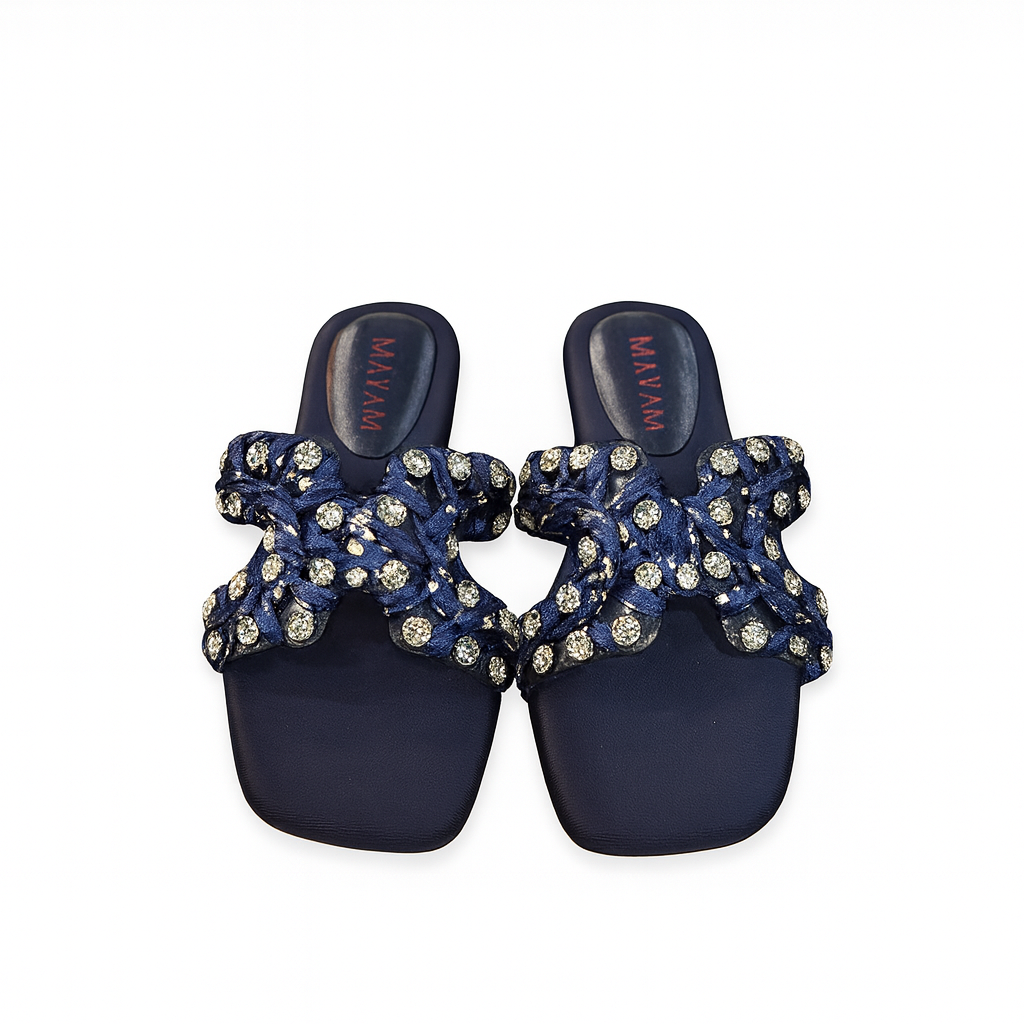 EMBELLISHED RUFFLE SLIP-ON FLATS