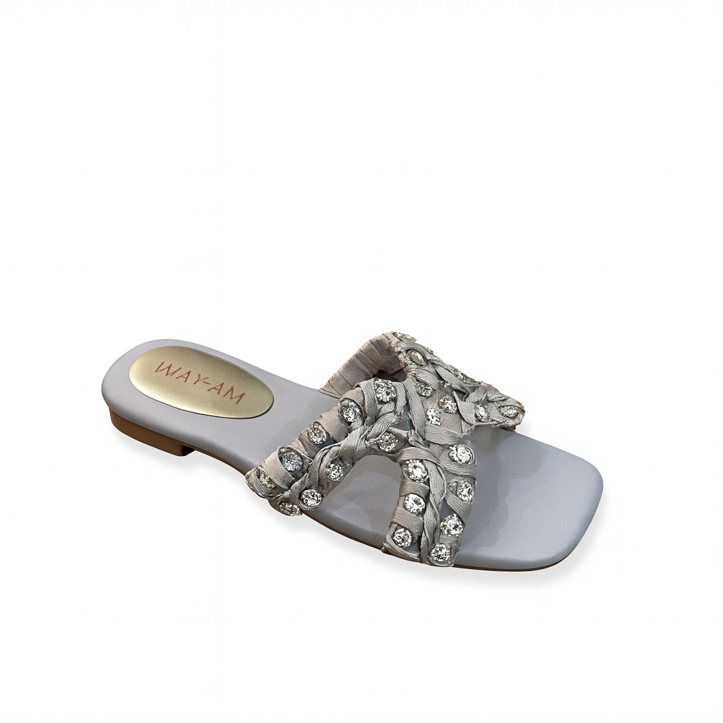 EMBELLISHED RUFFLE SLIP-ON FLATS