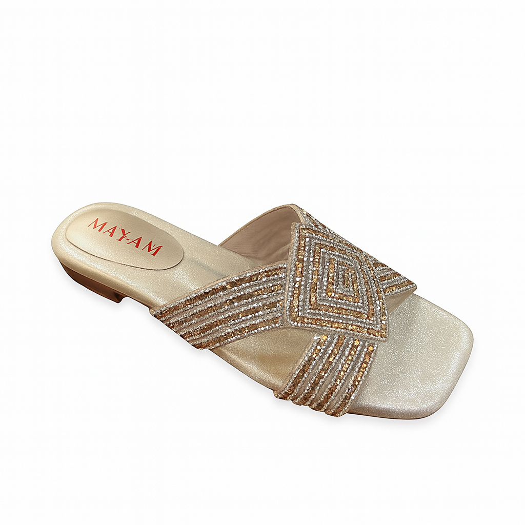 BEADED GEOMETRIC SLIP-ON FLATS