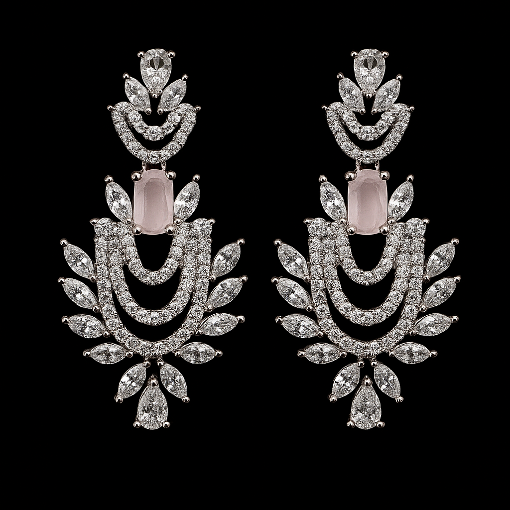 BLUSH MAJESTY PINK EARING & NECKLACE SET