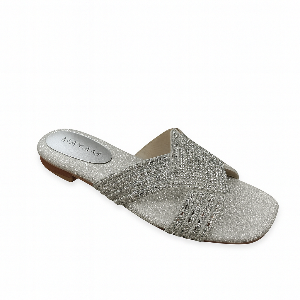 BEADED GEOMETRIC SLIP-ON FLATS